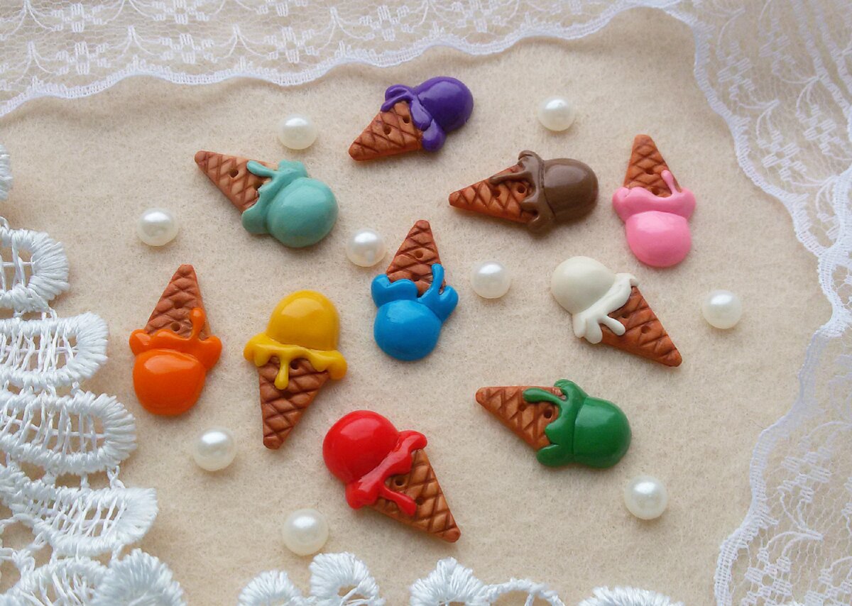 Пуговки для проекта Олеси Юрловой планшет "Мороженки"