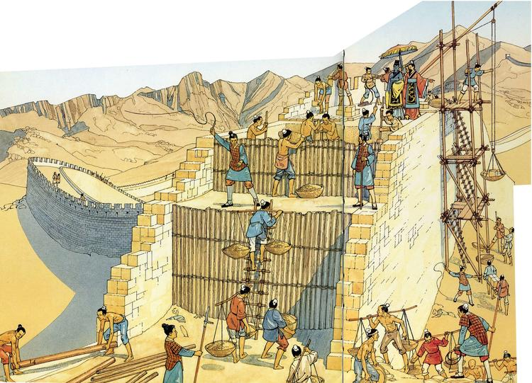 История строения. Великая китайская стена Цинь Шихуанди. Постройка Великой китайской стены. Великие стройки Цинь Шихуанди. Великая китайская стена в древности