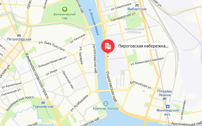 Карта санкт петербурга пироговская набережная