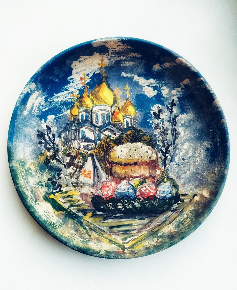  
 Роспись ангобами на пасхальную тематику