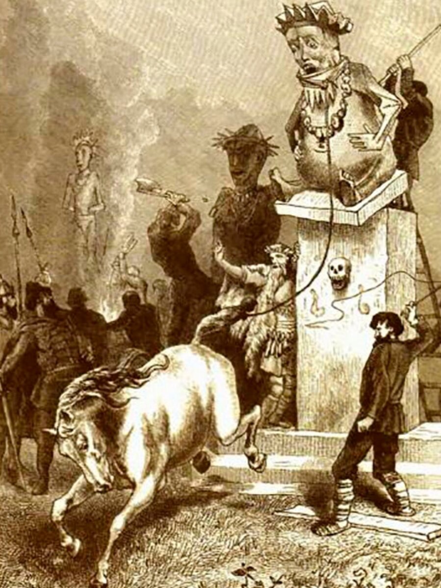 Свержение языческих идолов. Гравюра XIX века.