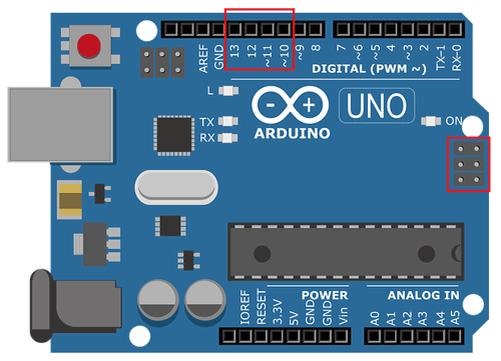 Расположение SPI-пинов на Arduino Uno