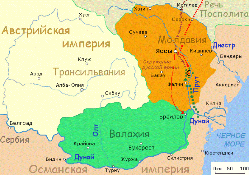 Карта Прутского похода 1711 года / © Vissarion / ru.wikipedia.org