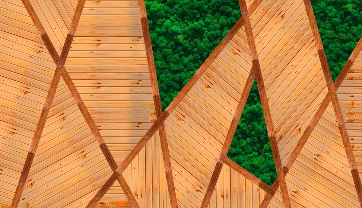 Нарисовали раскладку планкена на стене, смотрите ниже, что получается на монтаже