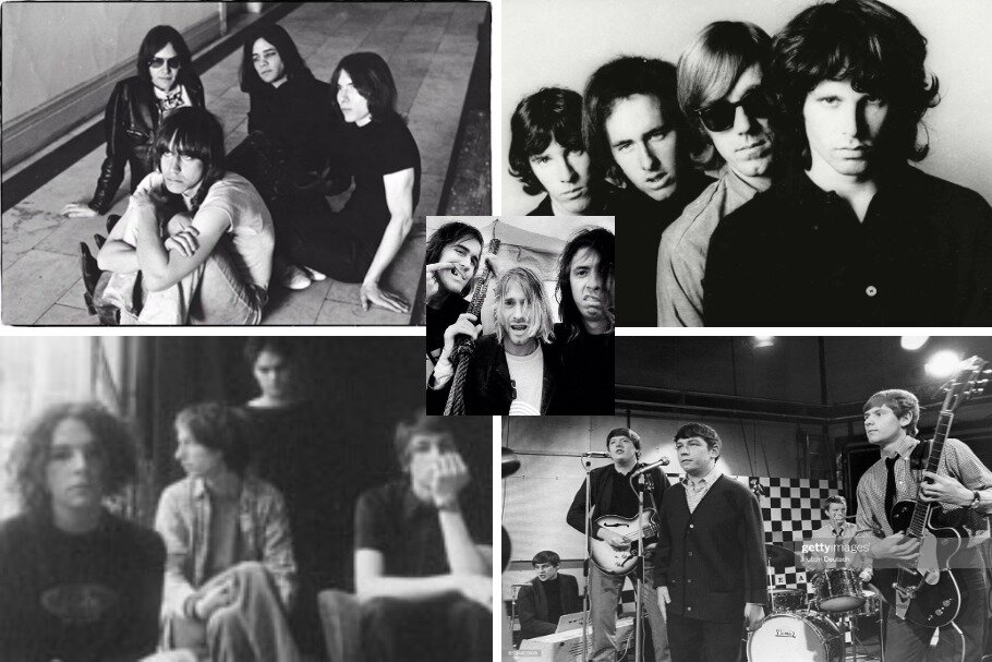 Фото групп The Stooges, The Doors, Jonas, The Animals, Nirvana. Изображения взяты на Яндекс.Фото. Коллаж - БиС.