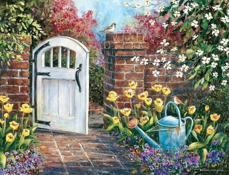 Калитка в сад (художник Уильям Мангум  ) https://i.pinimg.com/736x/bb/3b/13/bb3b1365d363dfe0a9b2a93277c75565--garden-arches-country-art.jpg