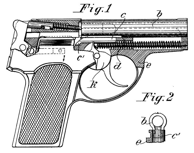 Пистолет Маленький Том. Рисунок из патента.