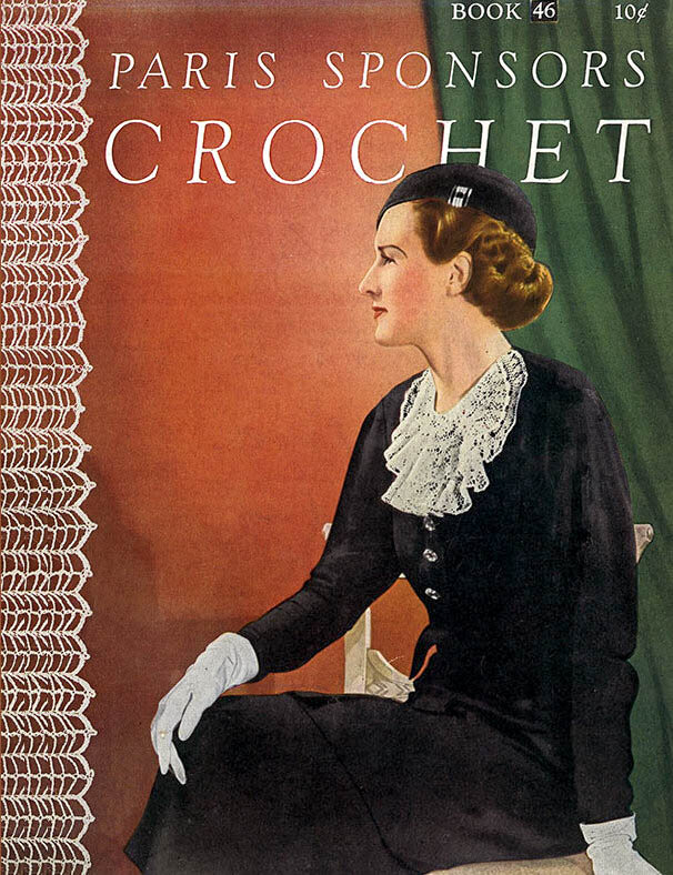 Книга по вязанию крючком. Источник фото https://freevintagecrochet.com/patternbook/spool46/paris-sponsors-crochet