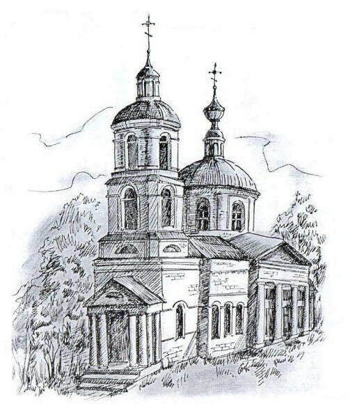 Рисунок карандашом старая церковь