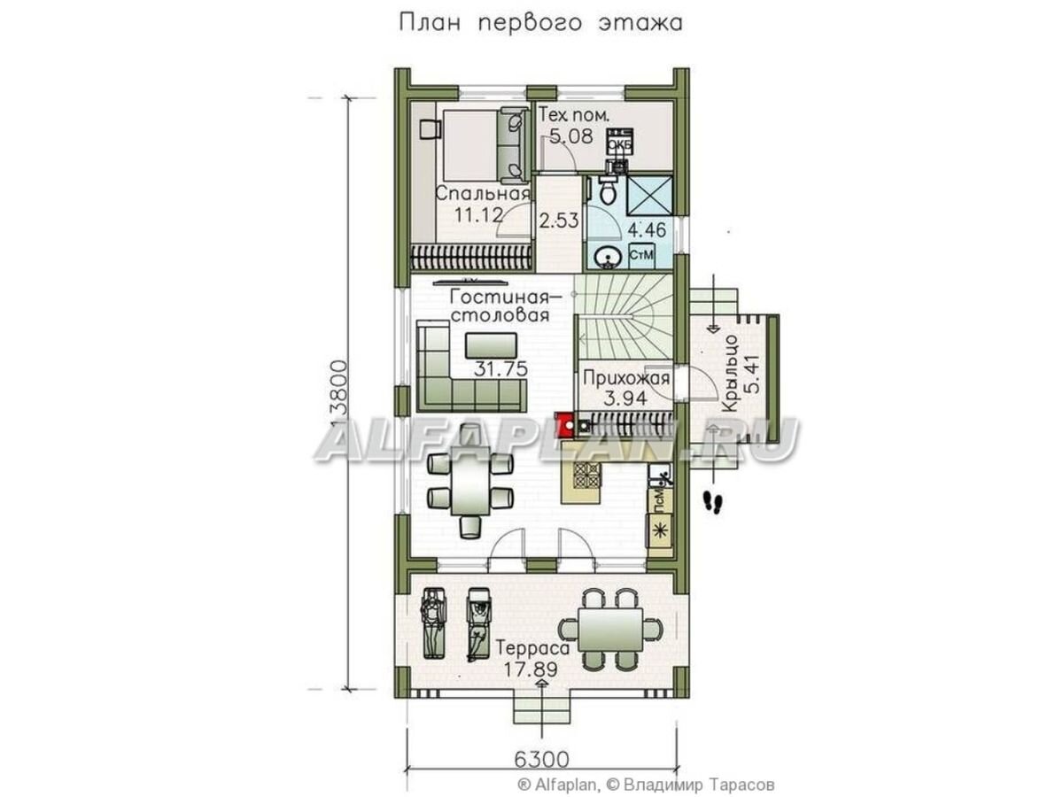 Планировка 1-го этажа дома 1031А «Тау», © Владимир Тарасов
