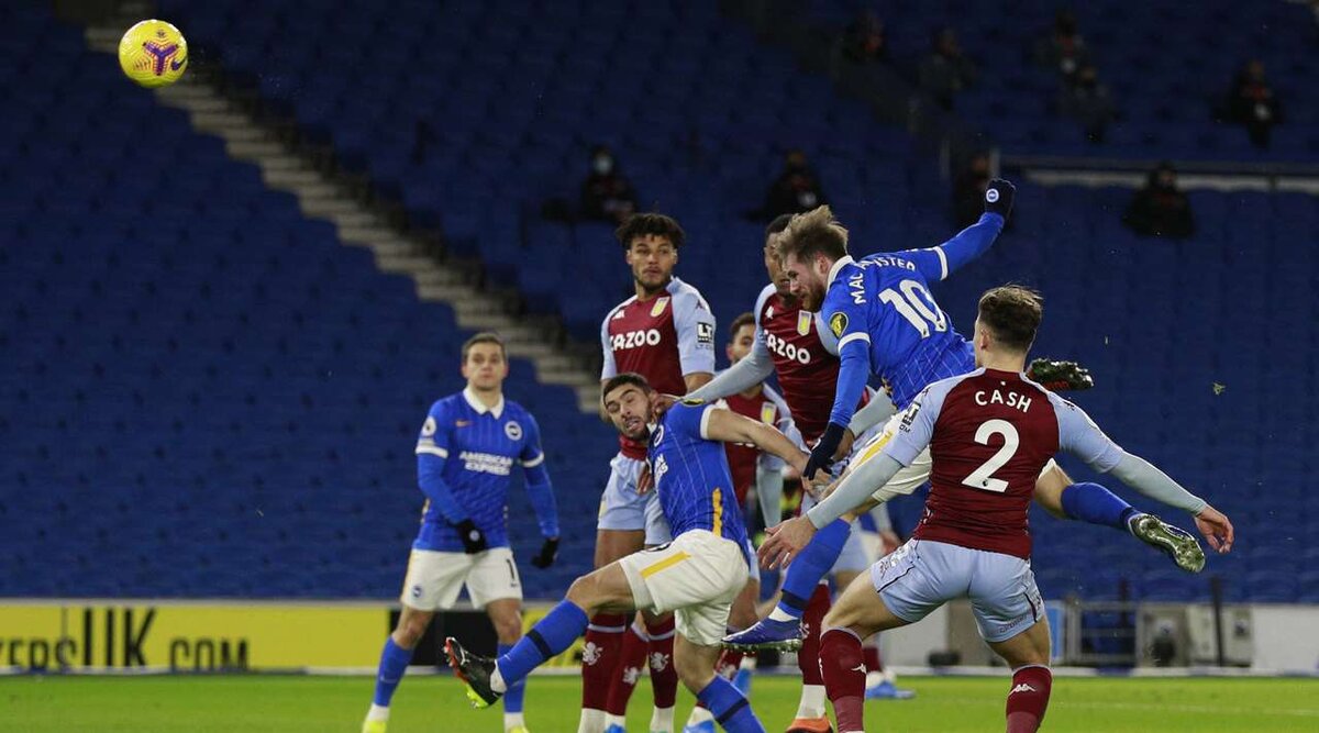 Фото с сайта flashscore.ru. Брайтон близок к открытию счета в матче против Астон Виллы.