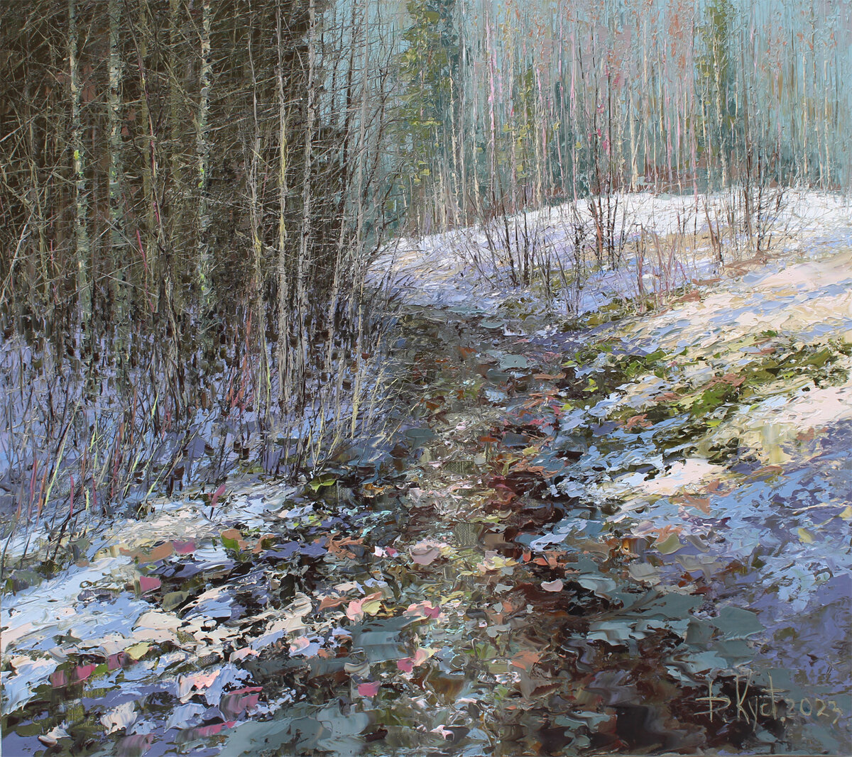 Дмитрий Кустанович. Мартовский лес, 80x90 см, 2023