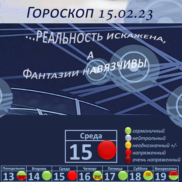 Гороскоп на 15.02.23. "...реальность искажена, а фантазии навязчивы"