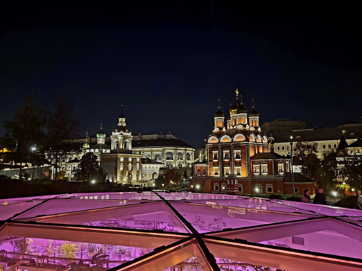 Значительная часть оранжереи располагается под землей. Вид стеклянной крыши флорариума с улицы.