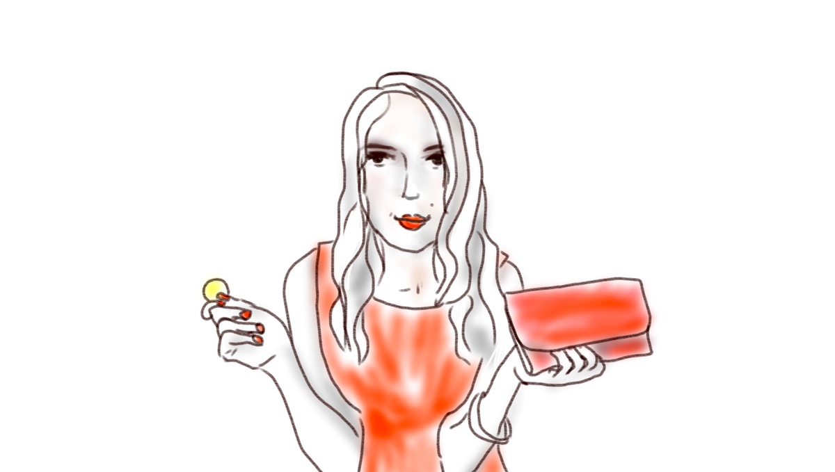 Девушка с красным кошельком