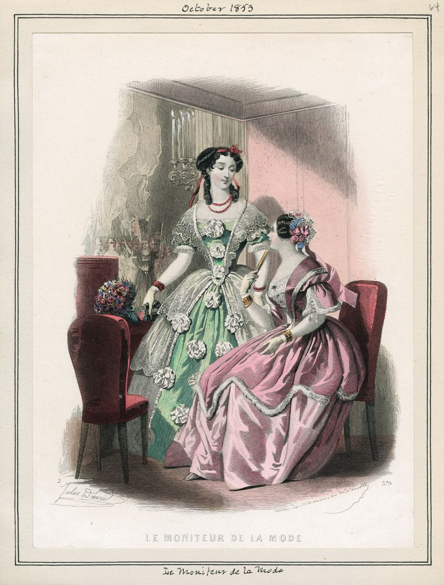 Модная гравюра "Le Montieur de la Mode", октябрь 1853  