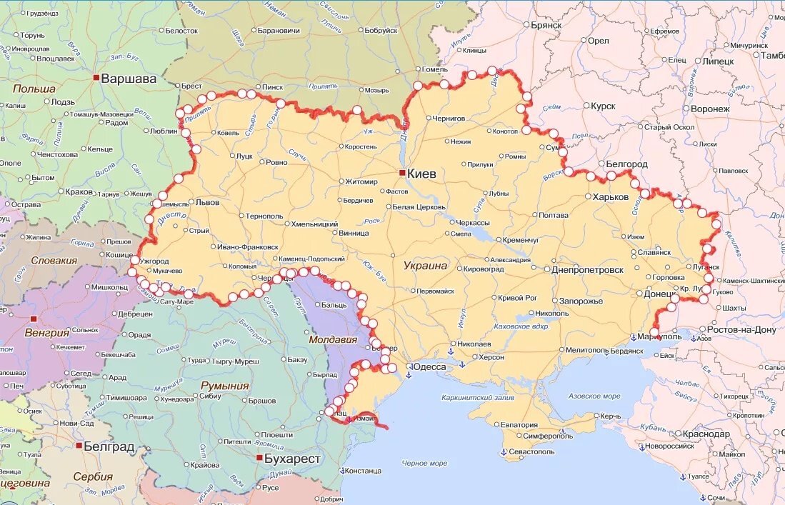 Карта украины и соседних государств