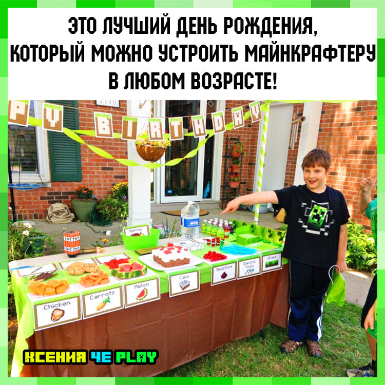 День Рождения в стиле Майнкрафта