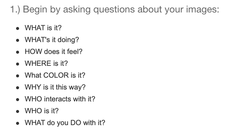 вопросы-инструкция по называнию и описанию. работы для стоков