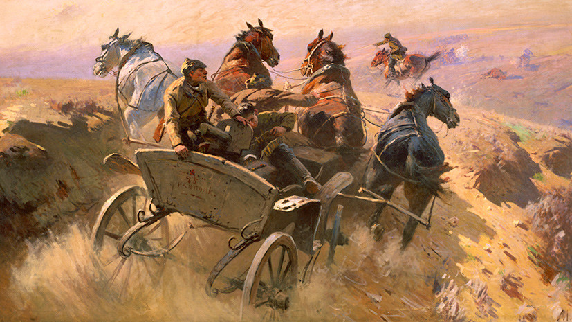 Картина Митрофана Грекова «Красноармейская тачанка». Источник: открытый доступ