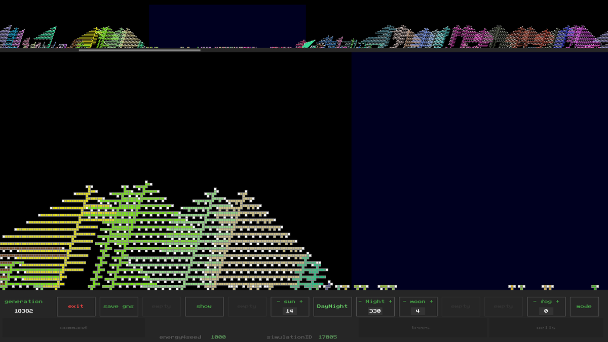 Деревья научились принимать разный вид в зависимости от наличия энергии