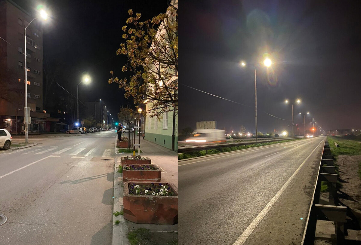 Освещенные улицы в Панчево.