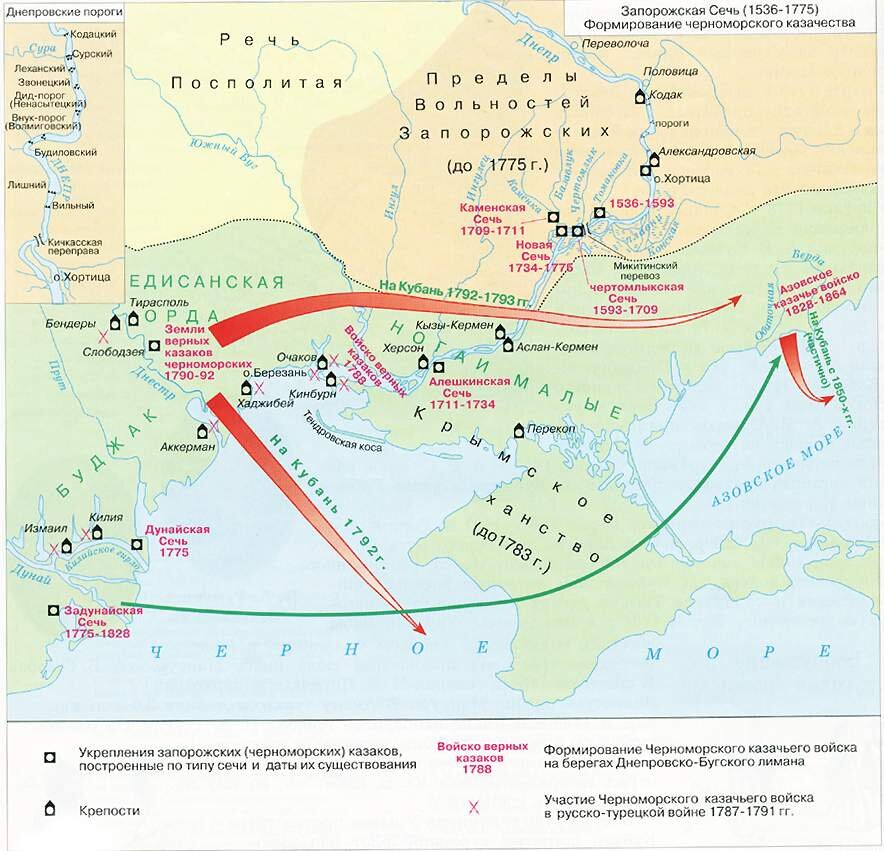 Карта где жили казаки