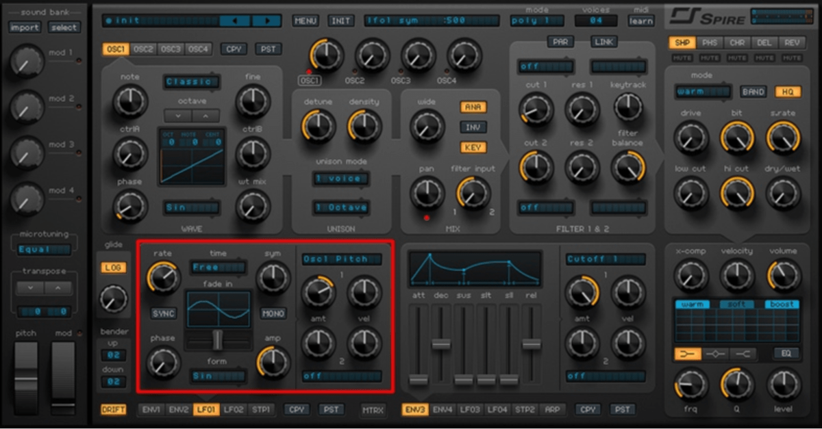 Рисунок 1. Модуляция питча по LFO