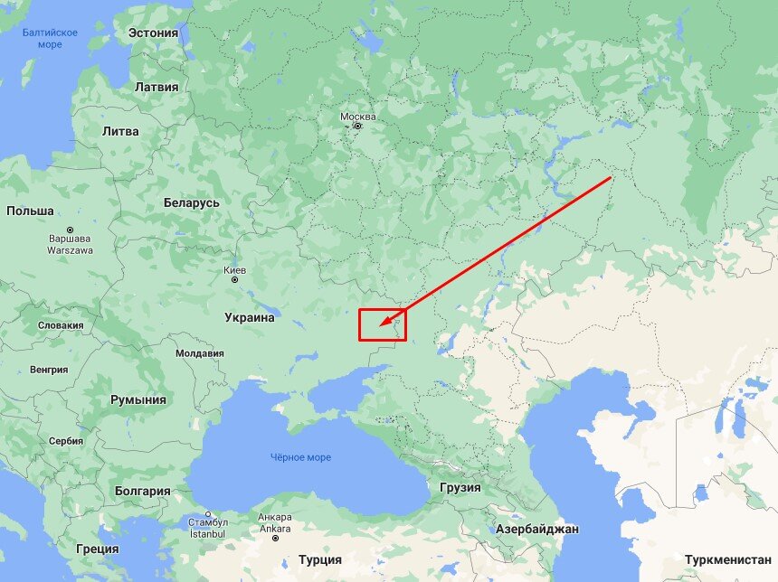 Местоположение Луганской метеостанции. Карта Google.com