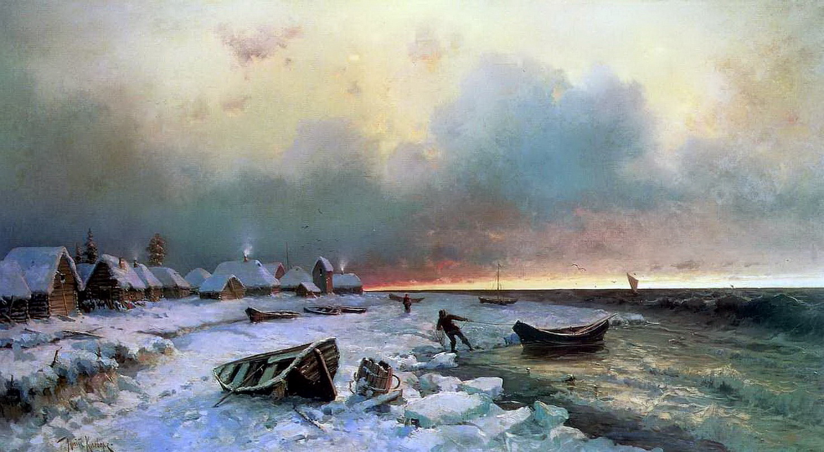 Юлий Клевер. Деревня на острове Нарген.1881.