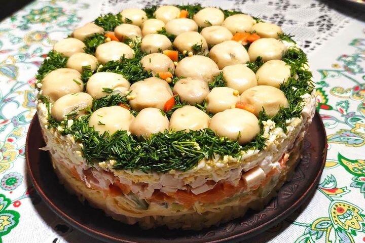 Салат «Грибная поляна» - пошаговый рецепт с 8 фото - 2D-Recept