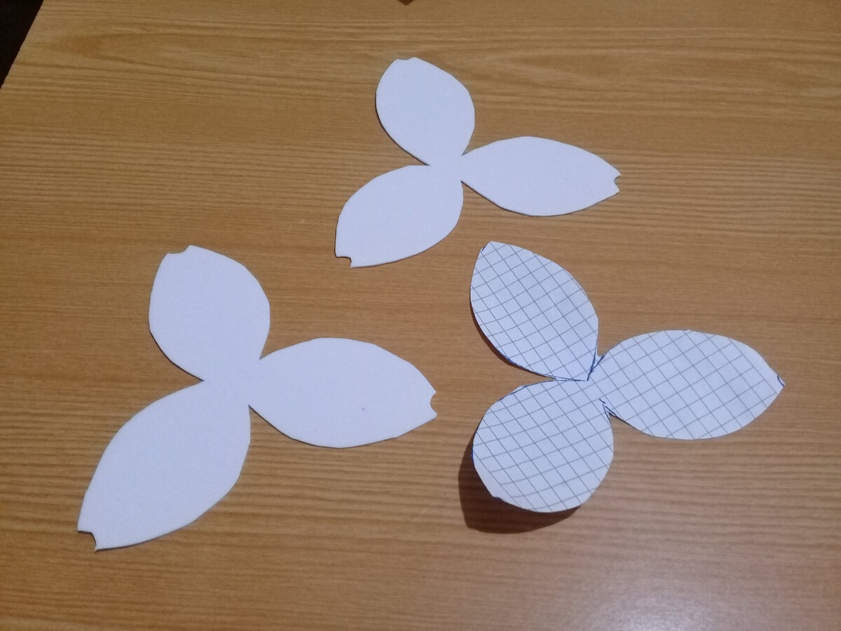 Шаблон и первые заготовки лепестков