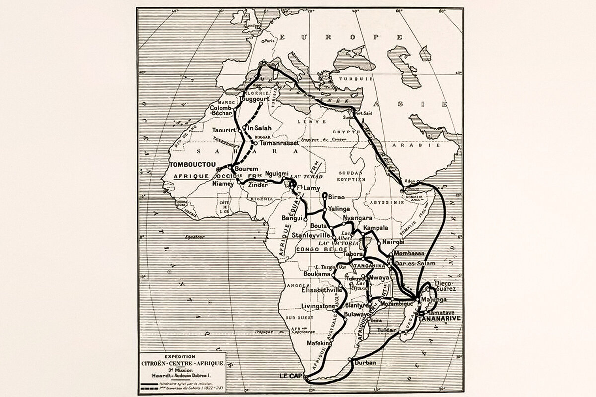    «Черный рейд», 28 октября 1924 г. — 26 июня 1925 г. В рейд из Алжира через пустыню, саванну, болота, джунгли отправились 8 вездеходов Citroen P4T. Преодолев 9000 км, караван разделился на 4 группы, чтобы исследовать разные пути, ведущие к острову Мадагаскар. Экспедиция, общая протяженность маршрута которой составила около 28 000 км, продемонстрировала возможность связи по суше различных частей французской колониальной империи в Африке.