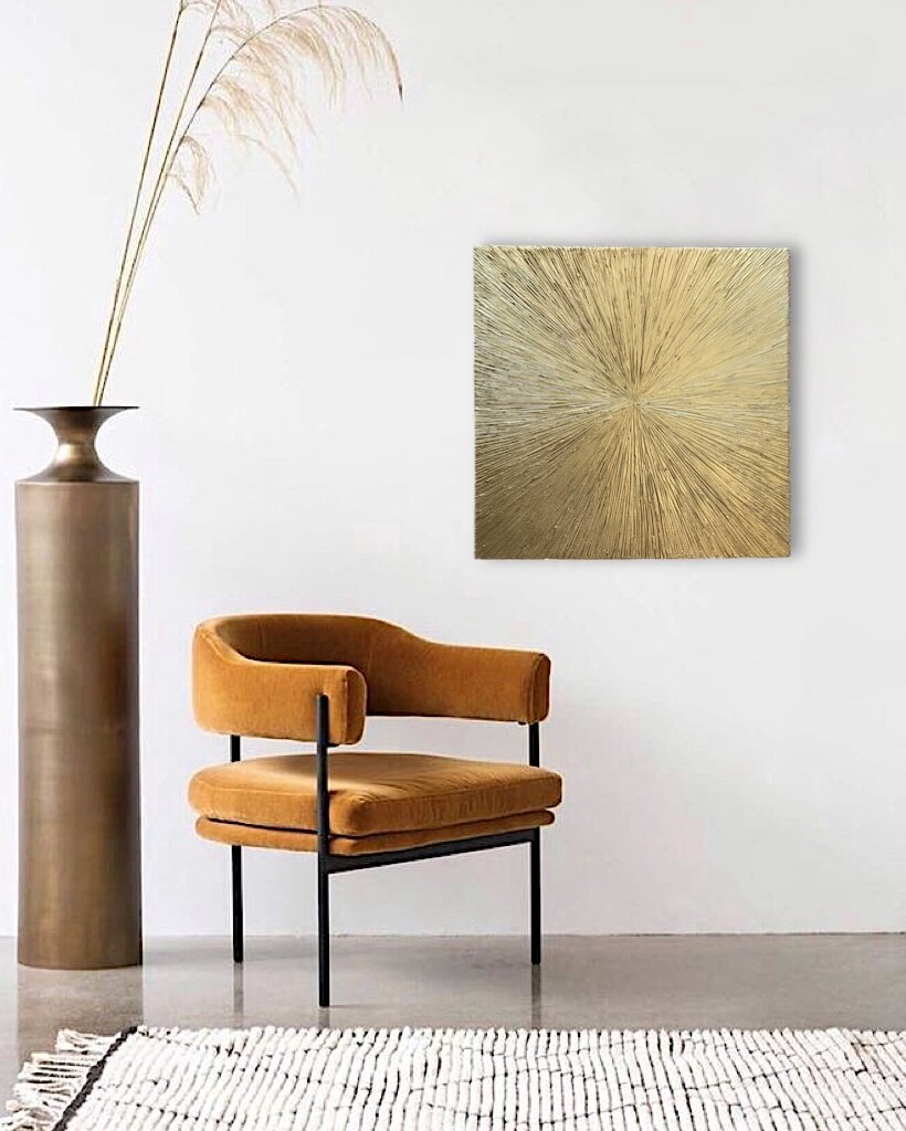 Панно «Солнце» 60х60см. Текстурная паста, поталь.