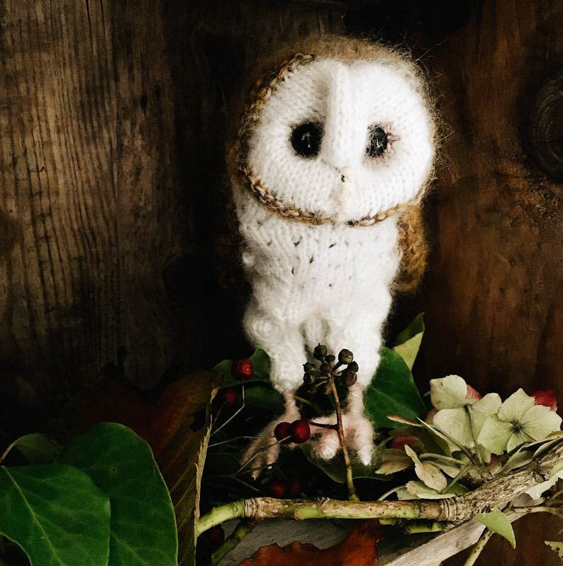 Мордочка вязаной совы-сипухи. Источник фото https://www.etsy.com/listing/738670048/knitting-pattern-barn-owl?ref=shop_home_active_6&bes=1