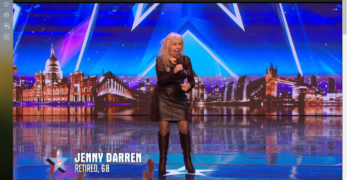 Дженни Даррен на шоу Britain's Got Talent , 68 лет
