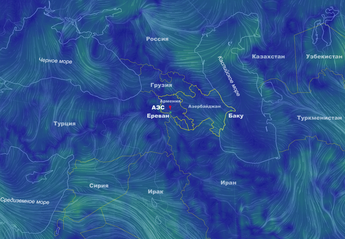 Иллюстрация автора, по результатам моделирования на основе глобальной карты ветров. Промежуток 30 дней.