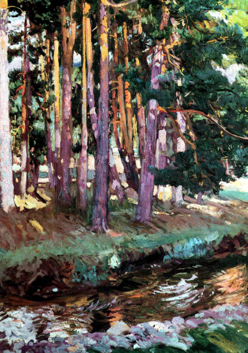 Фотография картины Х. Сорольи "Река среди деревьев" (из свободных источников)