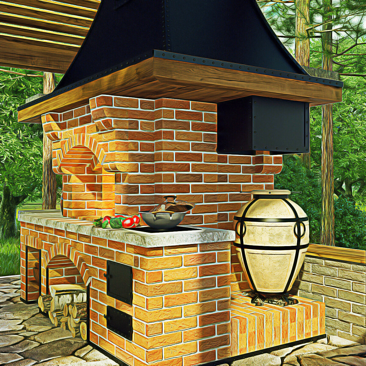 Барбекю из кирпича