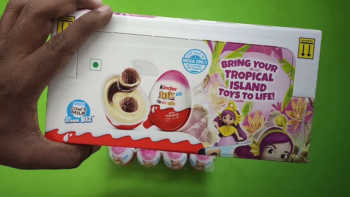 Коробка на 12 Kinder Joy из Индии, сборка для девочек "Тропический остров".