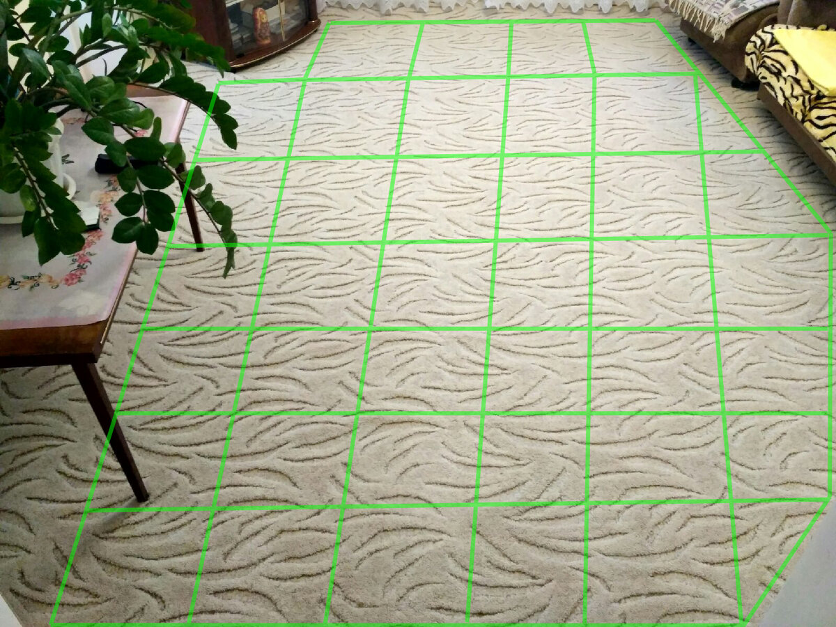 Визуально делим площадь комнаты на небольшие участки