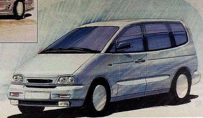 Один из последних вариантов дизайна минивэна перед запуском в производство.  (Источник: Журнал За рулем 1995 №12)