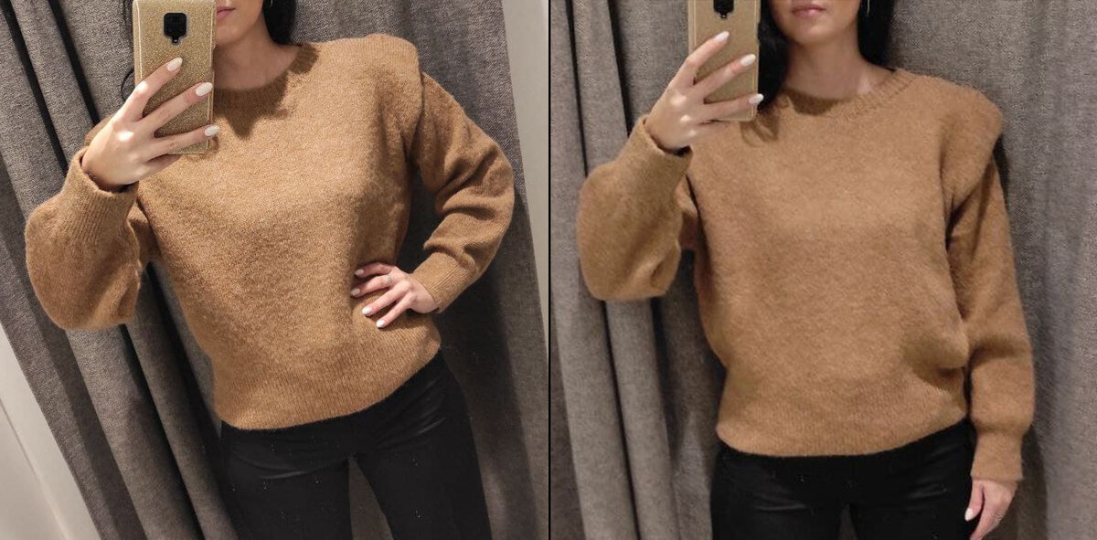 Джемпер с утрированными плечами из магазина Mango