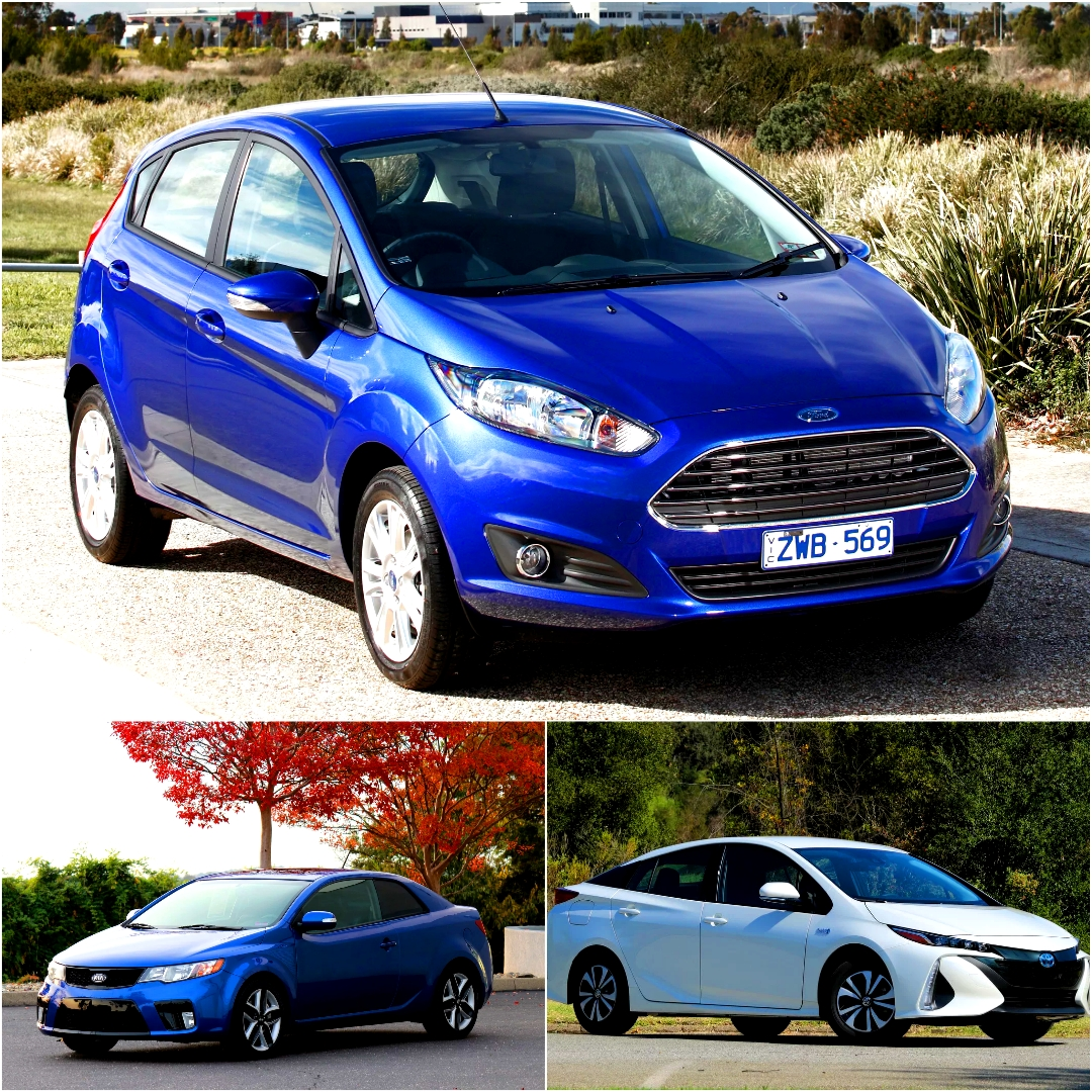 1. FORD FIESTA, 2. Kia Forte, 3. Toyota Prius