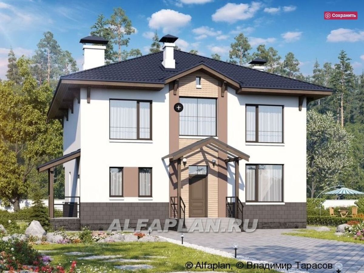 НА СЛАЙД-ШОУ 5 ФОТО: Проект загородного дома 545A "Четыре сезона", 212 м2, 4 спальни - современный дом с квадратным планом – пример проекта, в котором за, казалось бы, простым фасадом скрывается необычная и практичная планировка.