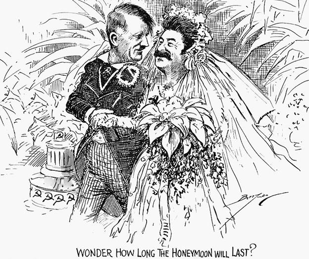 «Интересно, сколько продлится медовый месяц?». Клиффорд Берримен. («The Washington Star», октябрь1939)