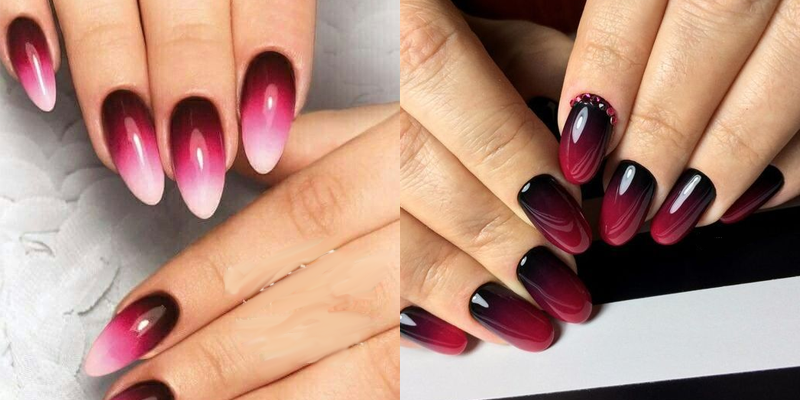 Градиентный винный маникюр
