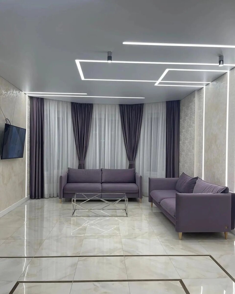 Проект кухни-гостиной с керамогранитом KERRANOVA 