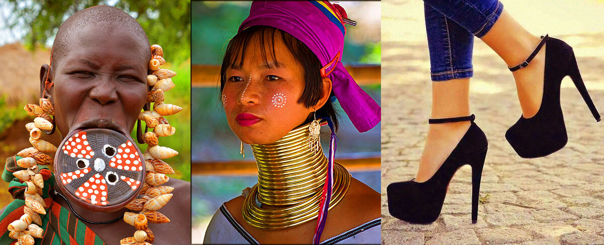 Модные нелепости, считающиеся нормой (коллаж автора)