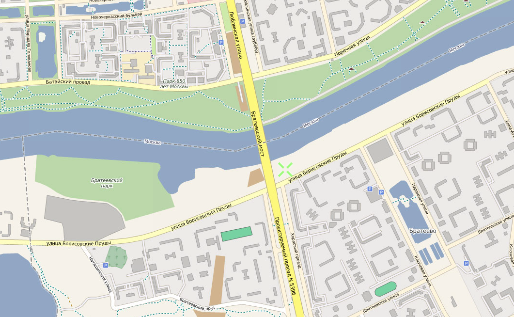 Карта Москвы 2010 года. Здесь видно, что Люблинская улица продолжалась не Бесединским шоссе, а Проектируемым проездом №5396. Карта отсюда: http://www.etomesto.ru